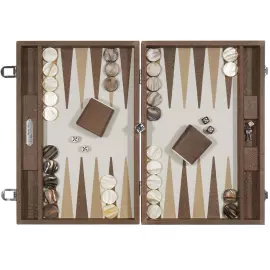 Эксклюзивный набор для игры в нарды "Alain" из кожи, бежевый, большой